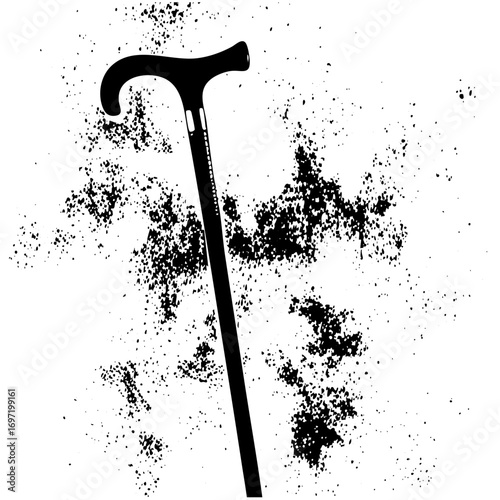 Vector Elegant walking cane with a curved handle.