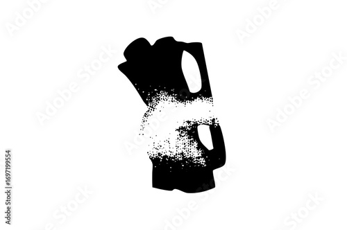 Vector Black silhouette of a watering can pouring water.