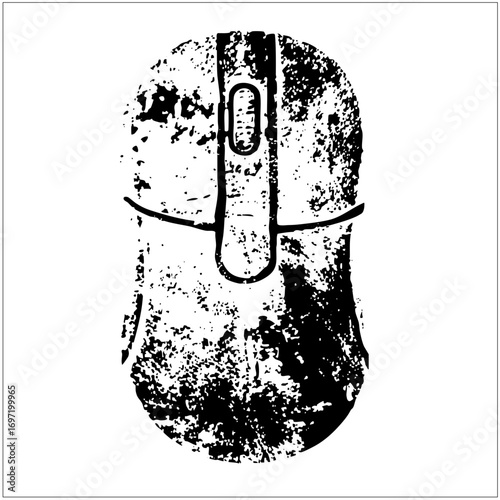 Vector Distressed computer mouse with textured details.