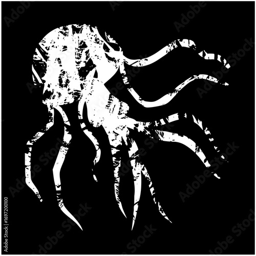 Vector Stylized octopus with flowing tentacles
