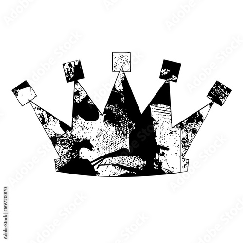 Vector Distressed crown with sharp points.