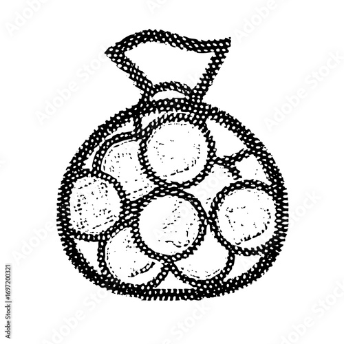 Vector Detailed of a bag filled with citrus fruits.
