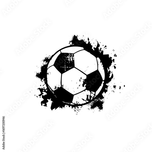Vector Dynamic soccer ball with grunge texture.