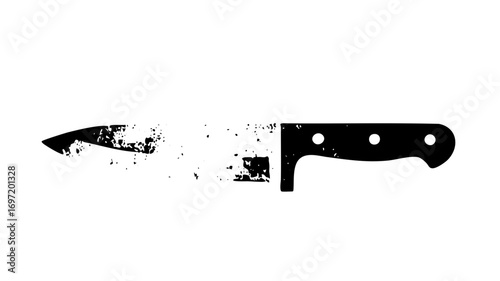 Vector Distressed kitchen knife with a textured handle.