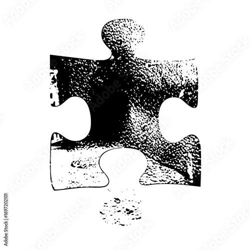 Vector Abstract jigsaw puzzle piece with textured effect.