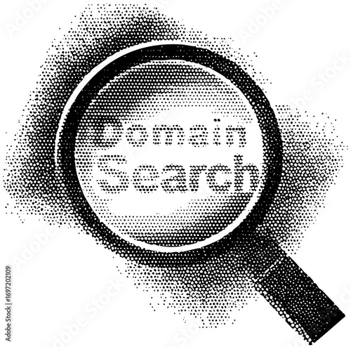 Vector Magnifying glass focuses on domain search text .