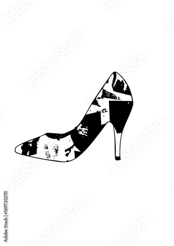 Vector Elegant high-heeled shoe with abstract .