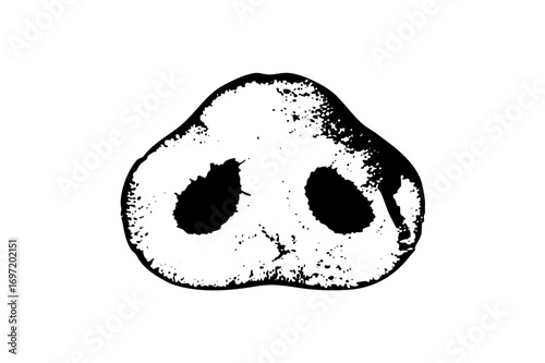 Vector Stylized pig snout with dark nostrils.