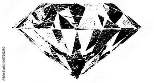 Vector Abstract geometric diamond with textured facets.
