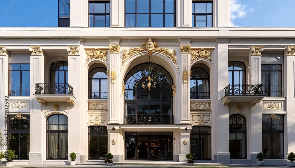 Fototapeta premium Grand building facade with ornate details