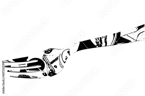 Vector Robotic hand holding a spray can .