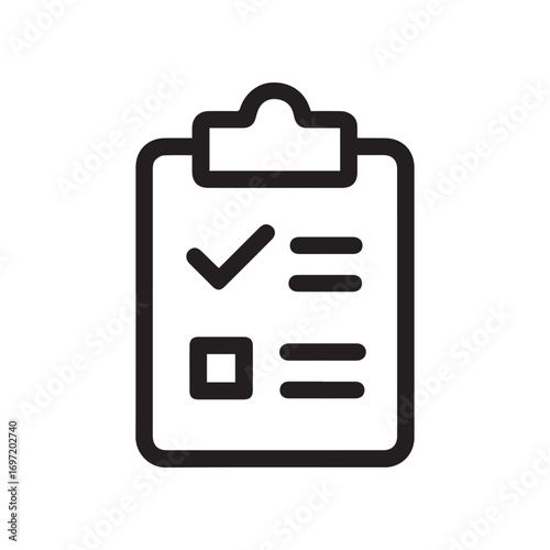 Black and White ToDo List Icon with Checklist and Checkbox Design