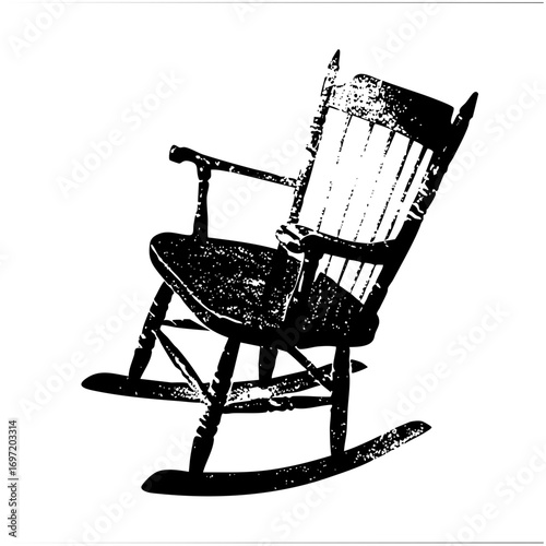 Vector Vintage rocking chair with detailed wooden construction.