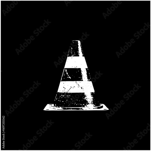 Vector Isolated traffic cone in monochrome style.