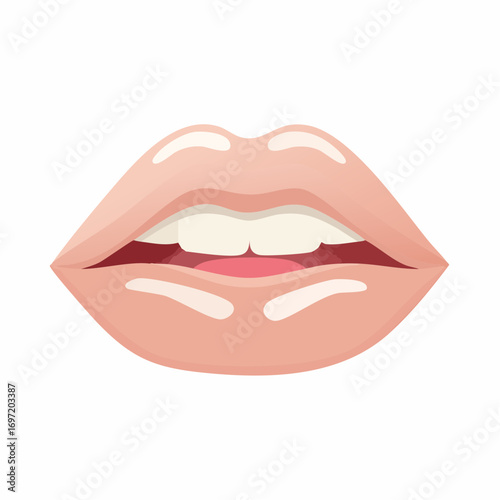 Joie bouche de femme en gros plan, lèvres roses, fond blanc, isolé, féminité, sensualité