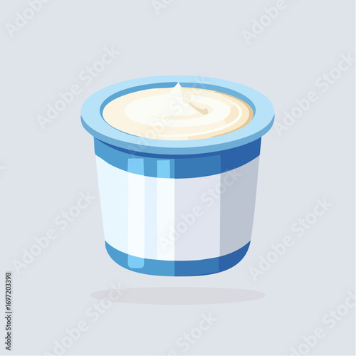 Yaourt nature, glace vanille, fond blanc