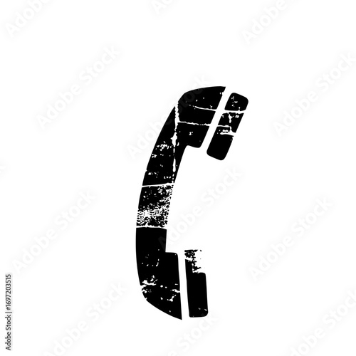 Vector Black silhouette of a vintage telephone handset .