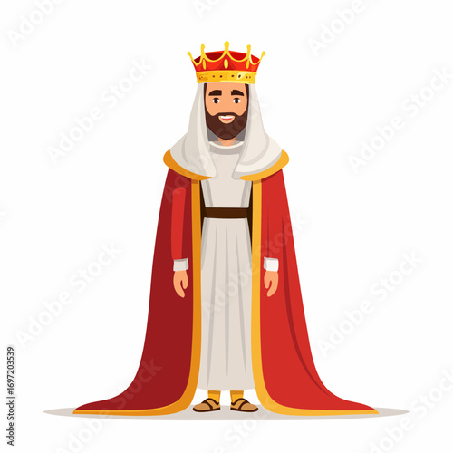 Roi, Prince, monarque, portant une couronne, barbu, portrait, isolé, fond blanc