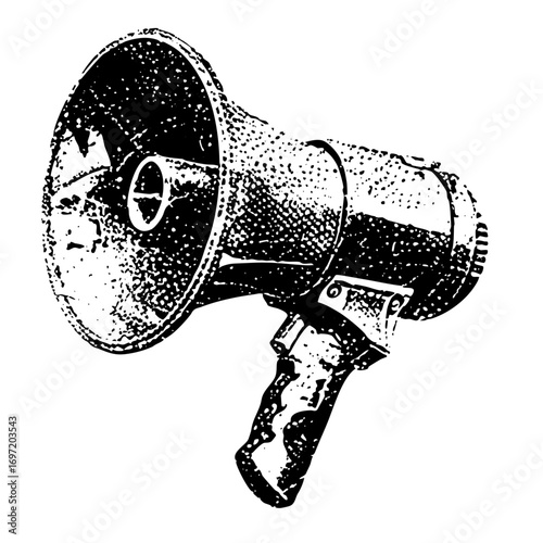 Vector Vintage megaphone with distressed texture.