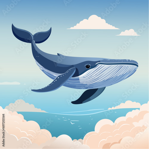 Majestueuse baleine dans le ciel, nuages, original, poétique, onirique, incongru