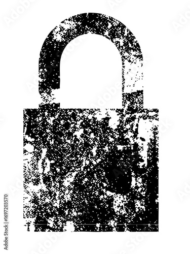 Vector Distressed padlock with open shackle.