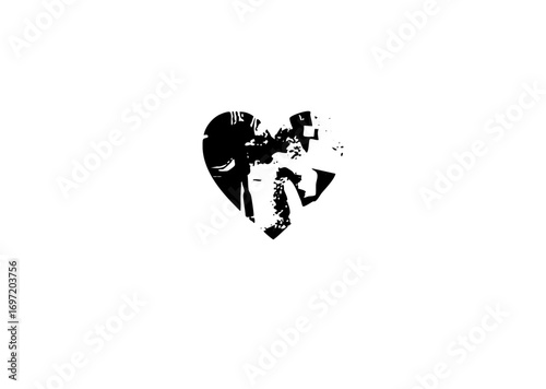 Vector Broken heart with a stylized eye .