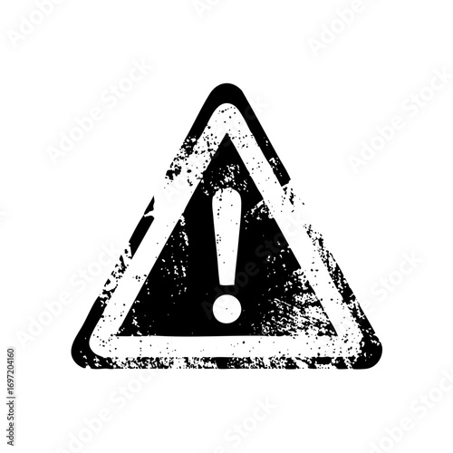 Vector Distressed warning sign with exclamation mark .