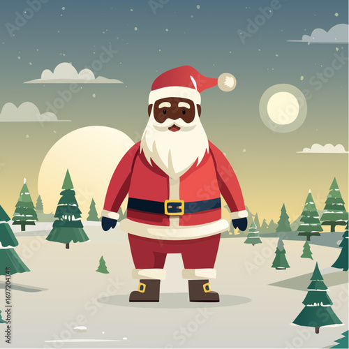 Père Noël noir, hiver, neige, extérieur, enfantin, mignon