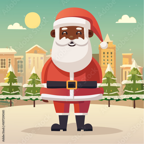 Père Noël noir, hiver, neige, extérieur, enfantin, mignon