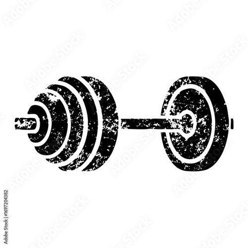 Vector Distressed barbell with circular weight plates.