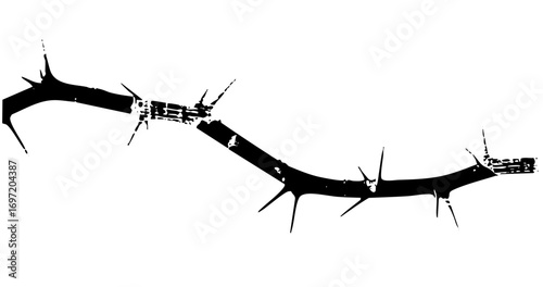 Vector Thorny Branch with Sharp Spikes