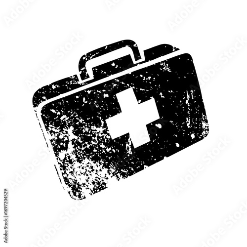 Vector Distressed medical case with a white cross symbol.