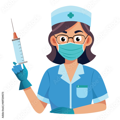 Nurse with syringe wearing mask