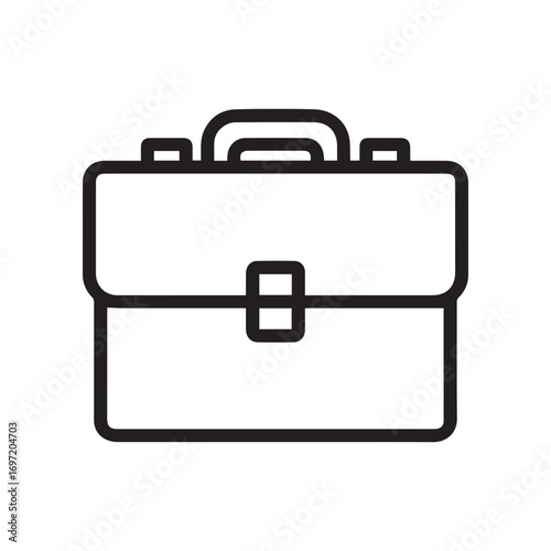 Outline of a Classic Business Briefcase with Handle and Clasp