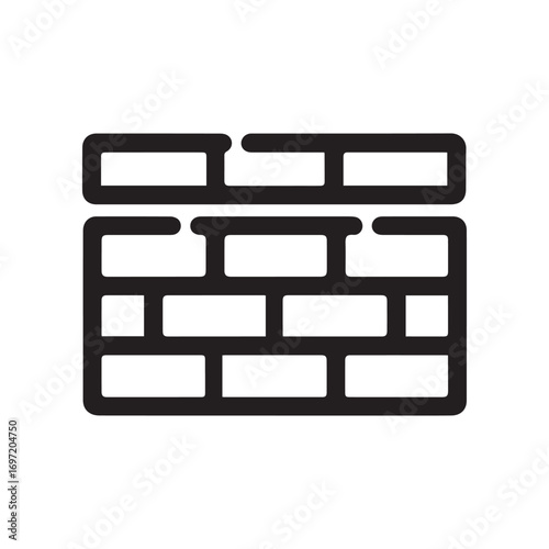 Outline of a Brick Wall, Symbolizing Construction, Security, or Partitioning