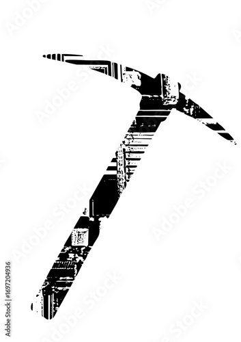 Vector Stylized pickaxe showcases a robust tool .