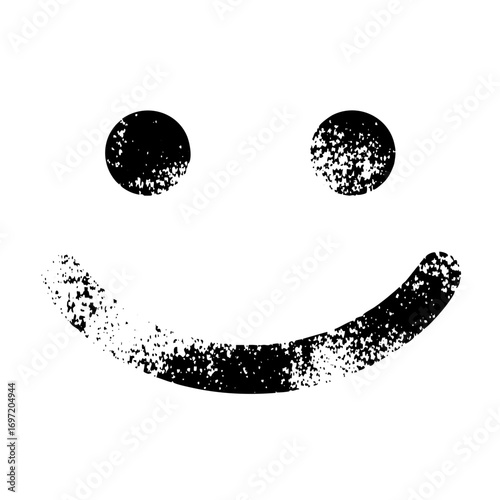 Vector Gritty black face with textured circles and arc.