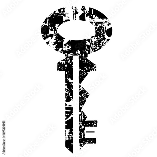 Vector Distressed key with a vintage aesthetic.