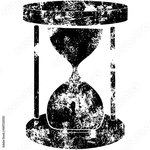 Vector Distressed hourglass depicts the passage of time.