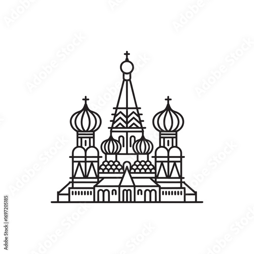St. Basil's Cathedral Simple Line Art Illustration a Moscow Landmark Icon Evoking Russian History and Architectural Grandeur and Symbolic Representation