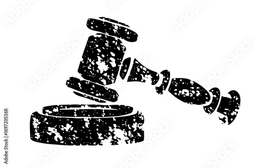 Vector Black gavel and soundblock representing justice and legal proceedings.