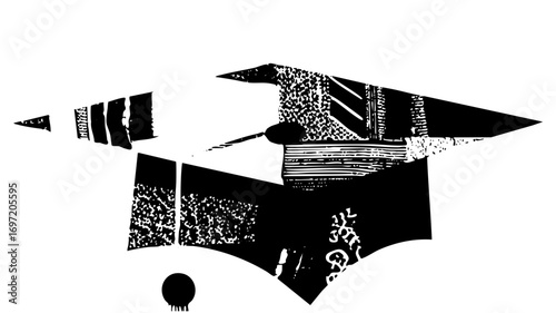 Vector Abstract graduation cap with textured details.