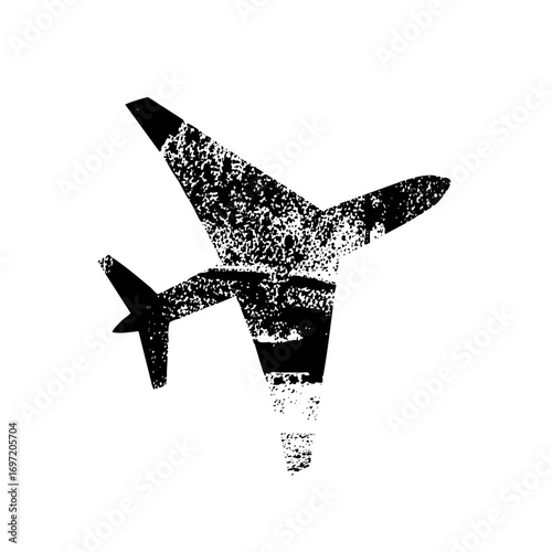 Vector Abstract airplane with a distressed texture.
