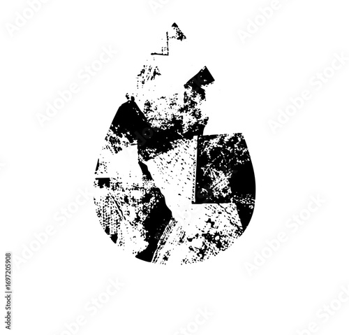 Vector Abstract recycling symbol composed of distressed vector shapes.