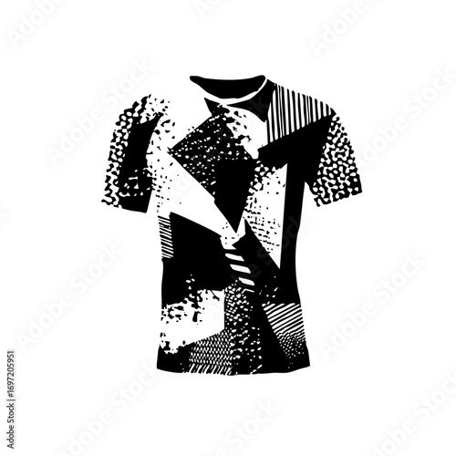 Vector Abstract patterned suit with textured details.