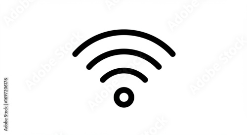Illustration of a wifi symbol with three curved lines and a circle indicating wireless connectivity signal