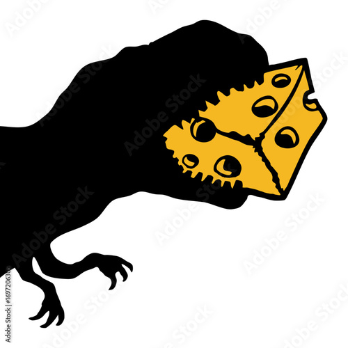 T-Rex Eating Cheese Devour Tyrannosaurus From Side Silhouette