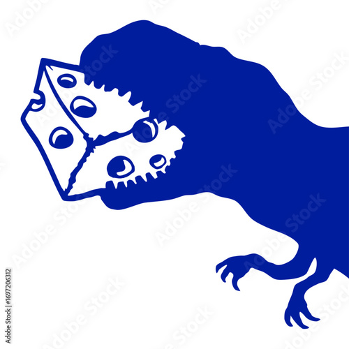 T-Rex Eating Cheese Devour Tyrannosaurus From Side Silhouette