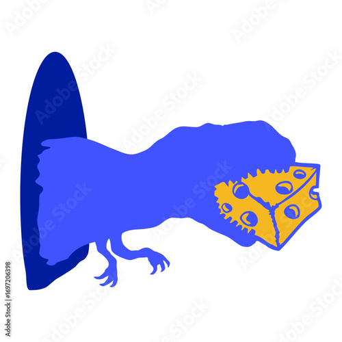 T-Rex Eating Cheese Mouse Hole Devour Tyrannosaurus Silhouette