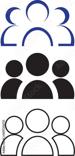 Iconos de trabajo en equipo que muestran colaboración, unidad y apoyo a grupos empresariales o sociales y proyectos comunitarios.